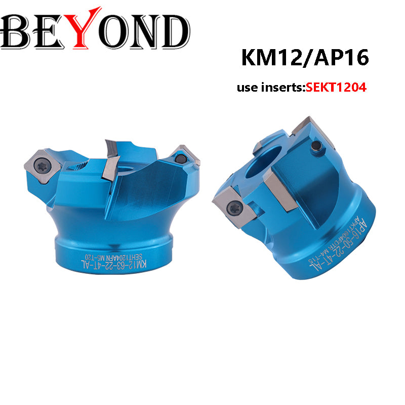 thumbnail image 2 of 63mm 4-Flute Face Mill Cutter Kit - KM12 63-22-4T With R8 FMB22 Arbor & 10 SEKT1204 Inserts 2 of 5