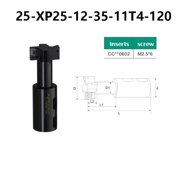 25-XP25-12-35-11T4-120 T-Slot Milling Cutter , 25mm Shank, Perfect for CNC Slot Processing