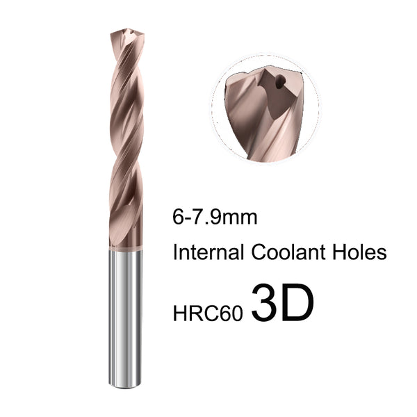 6-7.9mm 3xD Carbide Coolant Through Drills