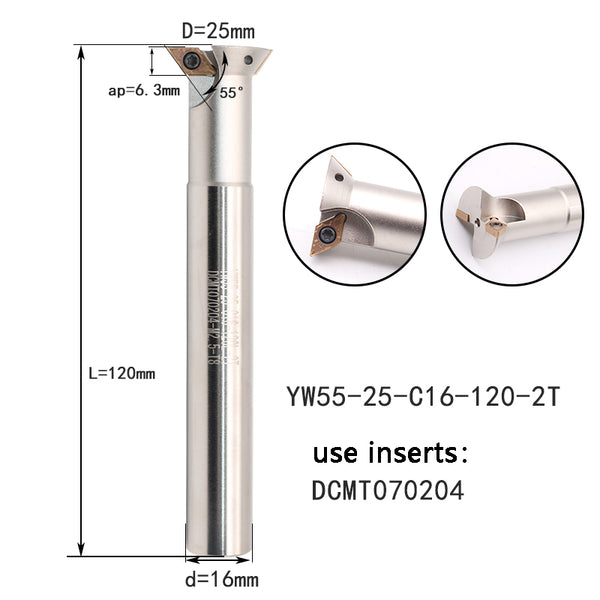 YW55-25-C16-120-2T CNC Dovetail Slot Milling Cutter Bar,Shock-Resistant, Efficient Milling Tool