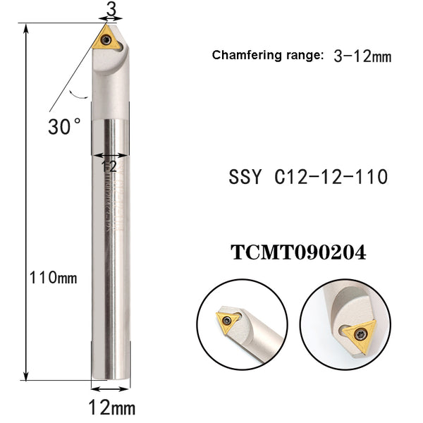 SSY C12-12-110L(3-12) CNC Chamfering Tool Bar – Precision 30° Milling Cutter