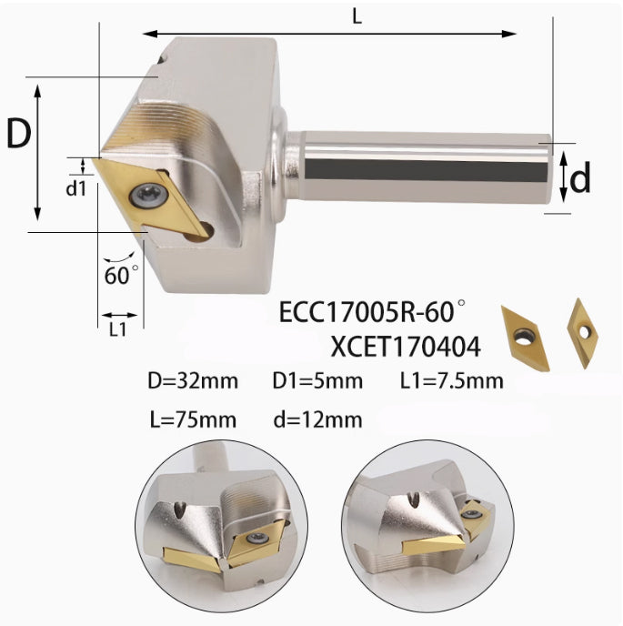 Plaquettes De Carbure CNC ECC17005R - Chanfreinage 30°/45°/60°, Pour Fraisage, Compatible XCET170404 LD910/LD915, Coffret De 10 Pièces