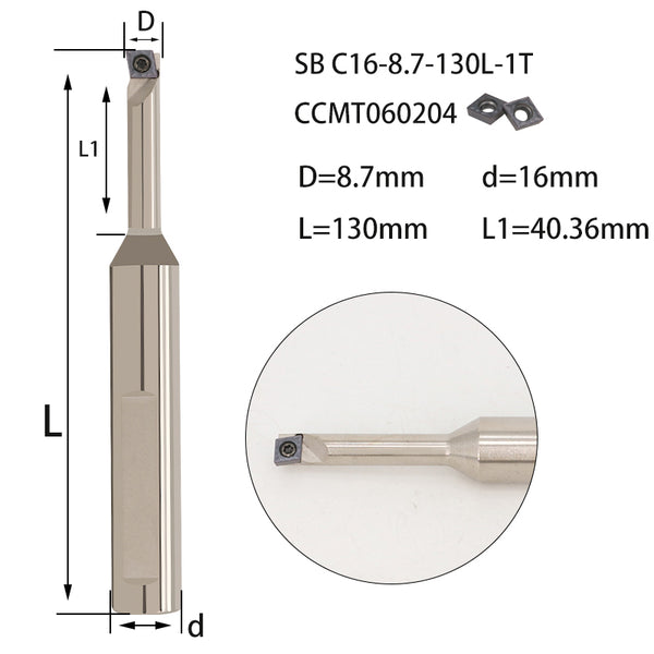 SB C16-8.7-130-1T-CC06 Double-Edged Rough Boring Tool Bar, High Impact Resistance