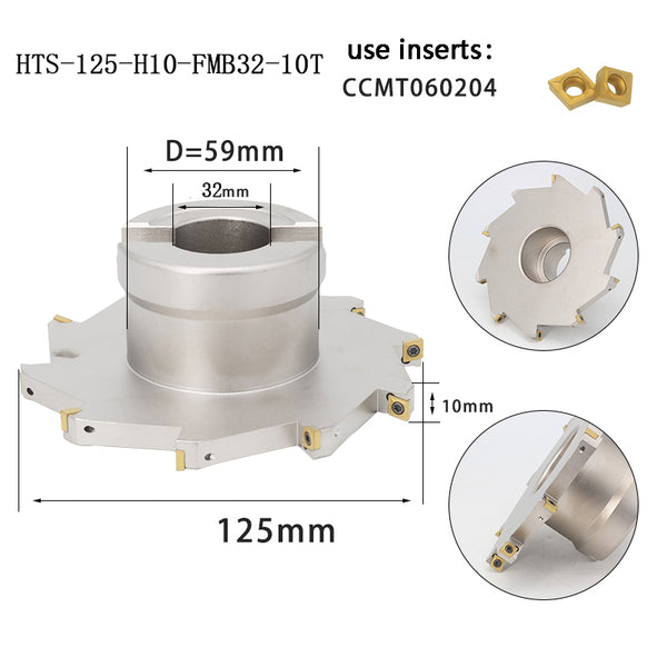 HTS-125-H10-FMB32-10T Slot Milling Cutter | Anti-Vibration, High-Strength 10-Blade Cutter