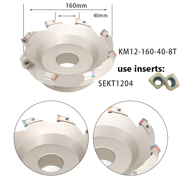 KM12-160-40-8T 45°  Milling Cutter Disc – Durable Steel Cutting Tool