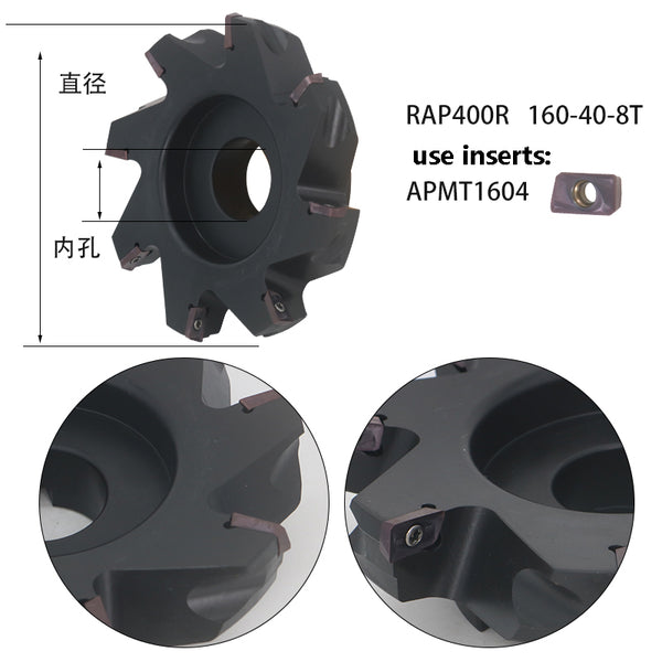 RAP400R-160-40-8T Waste Angle CNC Milling Cutter – Durable 160mm Cutter Disc