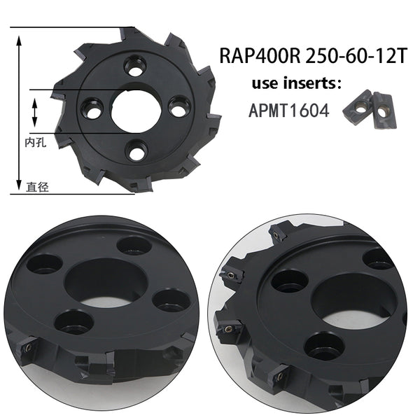 RAP400R-250-60-12T RAP75° Waste Angle CNC Milling Cutter | Durable & High-Precision Face Milling Cutter