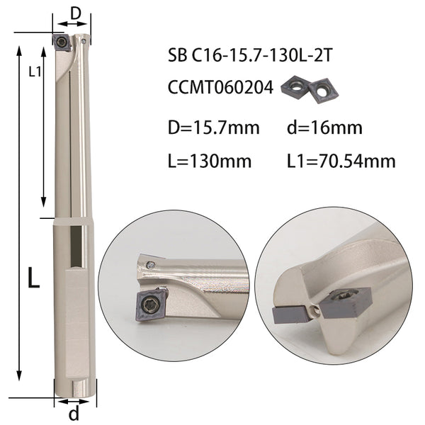 SB C16-15.7-130-2T-CC06 Double-Edged Fixed Rough Boring Tool Bar – High Strength