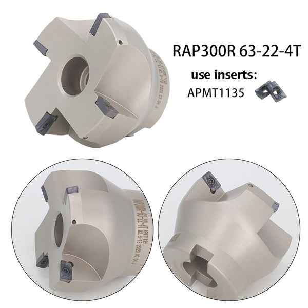 RAP300R-63-22-4T Waste Angle CNC Milling Cutter – High Durability and Strong Shock Resistance