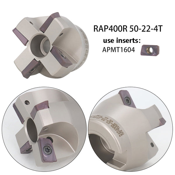 RAP400R-50-22-4T RAP75° Waste Angle CNC Milling Cutter, Precision Face Milling