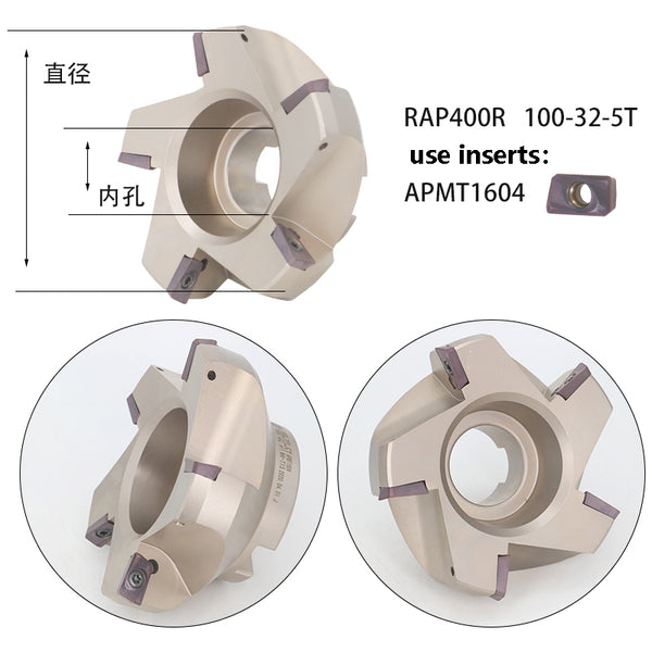 RAP400R-100-32-5T Waste Angle CNC Milling Cutter – High Strength, Durabilit