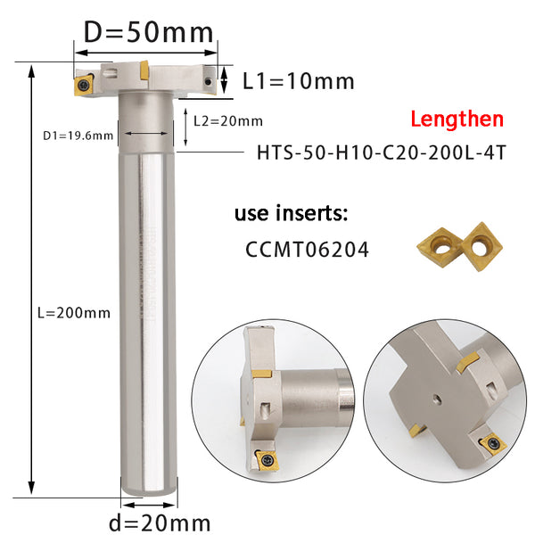 HTS-50-H10-C20-200-4T CNC T-Slot Milling Cutter Bar – 4-Blade Precision Cutting