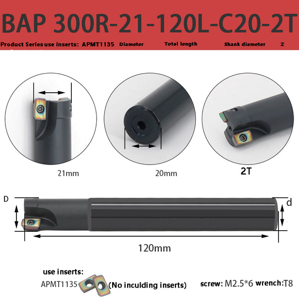 BAP300R-21-120-C20-2T Milling Cutter Bar – Quenched Alloy Steel, High Efficiency, and Long Life