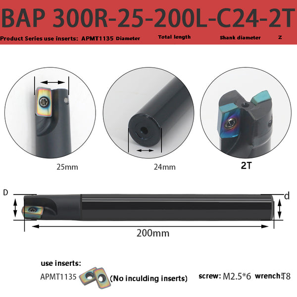 BAP300R-25-200-C24-2T Milling Cutter Bar – Durable, High-Efficiency Right Angle Milling Cutter