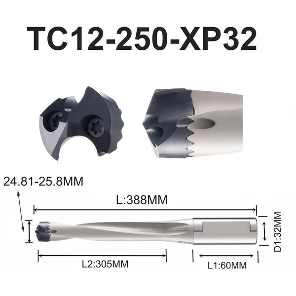 TC12-250-XP32 Drill diameter 24.81-25.8mm